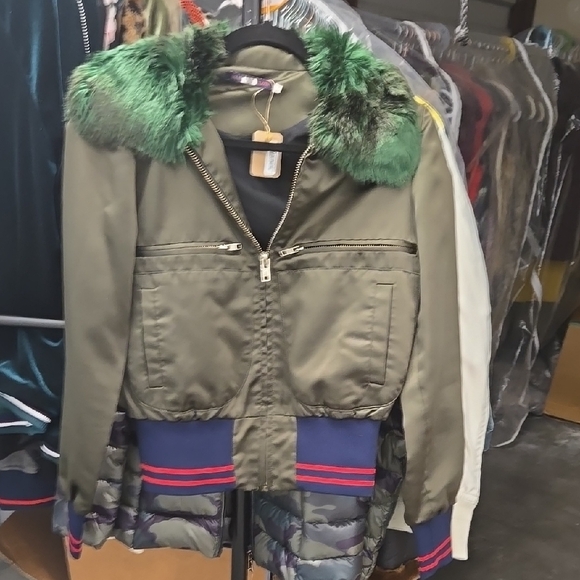 Harvey Faircloth Bomber Jacket with Faux Fur Collar | Size 2 | Made in USA - Picture 1 of 6